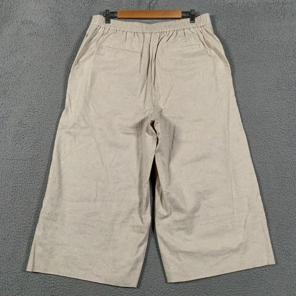 Banana Republic Linen Blend Wide-Leg Crop Pant Women's Large L High Rise Flax